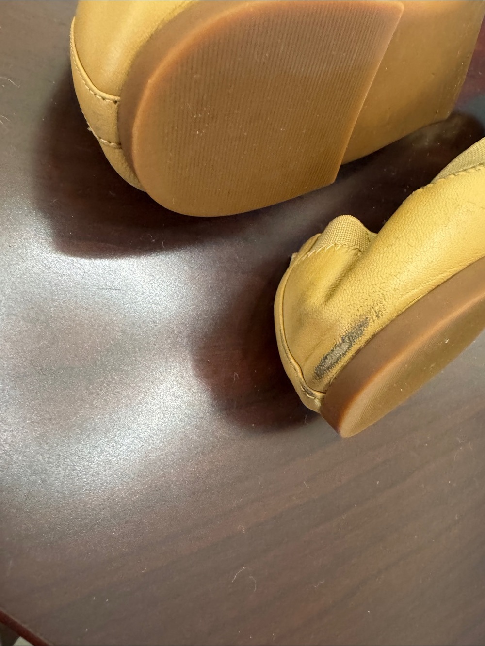Tory Burch Mustard Leather Logo Ballet Flats - Picture 4 of 10